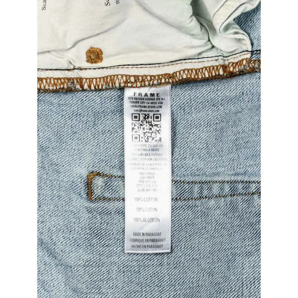 FRAME Le Slouch Boyfriend Jeans 28 Bluejay Rips Relaxed Denim LSLJ727 - Picture 12 of 14